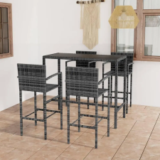  5 darabos szürke polyrattan kerti bárszett kerti bútor