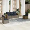  5 db szürke polyrattan kerti kanapégarnitúra párnákkal