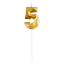  5-ös elegáns számgyertya - ARANY party kellék