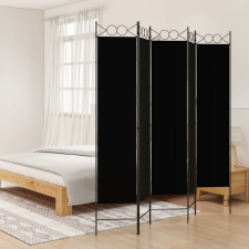 5 paneles fekete szövet térelválasztó 200x200 cm bútor
