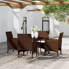  5 részes barna polyrattan kerti étkezőgarnitúra kerti bútor