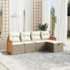  5 részes bézs polyrattan kerti ülőgarnitúra párnákkal