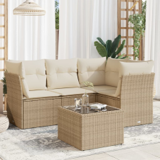  5 részes bézs polyrattan kerti ülőgarnitúra párnákkal kerti bútor