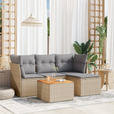 5 részes bézs polyrattan kerti ülőgarnitúra párnákkal kerti bútor