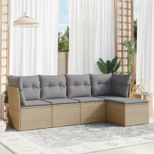 5 részes bézs polyrattan kerti ülőgarnitúra párnákkal kerti bútor