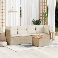 5 részes bézs polyrattan kerti ülőgarnitúra párnákkal kerti bútor