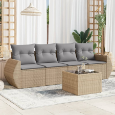 5 részes bézs polyrattan kerti ülőgarnitúra párnákkal kerti bútor