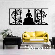 5 részes Buddha és lótuszvirág falikép fából ajándéktárgy