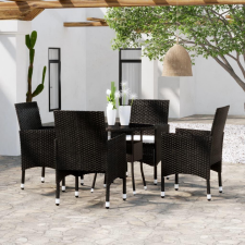 5 részes fekete polyrattan kerti étkezőgarnitúra kerti bútor
