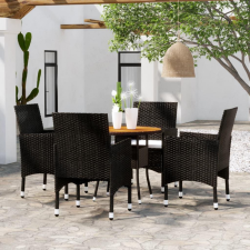 5 részes fekete polyrattan kerti étkezőgarnitúra kerti bútor