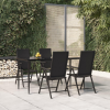  5 részes fekete polyrattan kerti étkezőgarnitúra