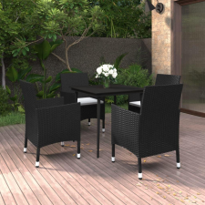 5 részes polyrattan és üveg kerti étkezőgarnitúra párnákkal kerti bútor