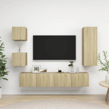  5 részes sonoma-tölgyszínű forgácslap TV-szekrényszett bútor