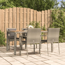 5 részes szürke polyrattan kerti étkezőgarnitúra párnával kerti bútor