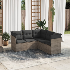 5 részes szürke polyrattan kerti ülőgarnitúra párnákkal kerti bútor
