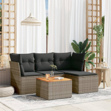  5 részes szürke polyrattan kerti ülőgarnitúra párnákkal kerti bútor