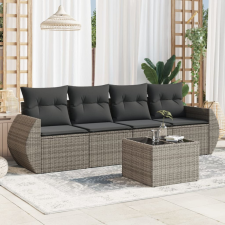 5 részes szürke polyrattan kerti ülőgarnitúra párnákkal kerti bútor