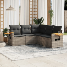  5 részes szürke polyrattan kerti ülőgarnitúra párnákkal kerti bútor