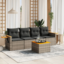 5 részes szürke polyrattan kerti ülőgarnitúra párnákkal kerti bútor
