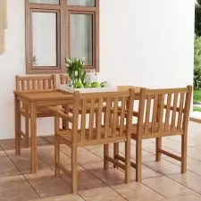  5 részes tömör tíkfa kerti étkezőgarnitúra 160 x 80 cm kerti bútor
