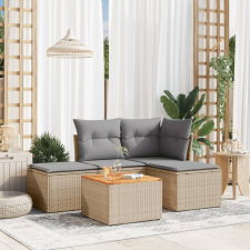 5 részes vegyes bézs polyrattan kerti ülőgarnitúra párnákkal kerti bútor