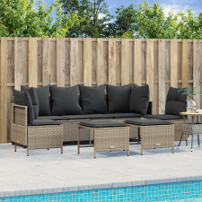 5 részes világosszürke polyrattan kerti ülőgarnitúra párnákkal kerti bútor