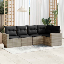 5 részes világosszürke polyrattan kerti ülőgarnitúra párnákkal kerti bútor