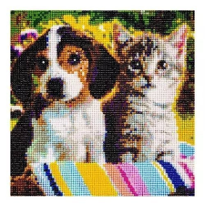 5D Gyémánt hímzés - 25x35 cm - kutyus-cica kreatív és készségfejlesztő