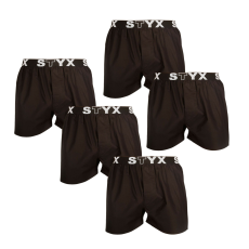  5PACK Férfi bő szárú boxeralsók Styx sportos gumipánt fekete (5B960) XXL
