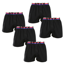  5PACK férfi bő szárú boxeralsók Styx sportos gumipánt fekete tricolor (5B1960) M