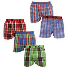  5PACK férfi bő szárú boxeralsók Styx sportos gumipánt többszínű (5B0102784) L
