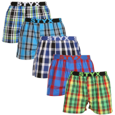  5PACK férfi bő szárú boxeralsók Styx sportos gumipánt többszínű (5B1167890) S