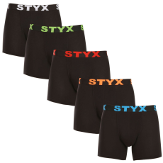  5PACK férfi boxeralsó Styx hosszú sportos gumipánt fekete (5U9602) M
