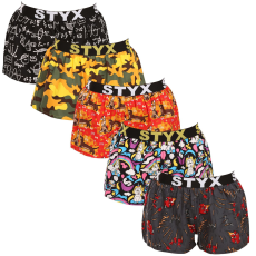  5PACK női bő szárú boxeralsók Styx art sportos gumipánt többszínű (5T1182492) S
