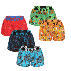  5PACK női bő szárú boxeralsók Styx art sportos gumipánt többszínű (5T1367834) S