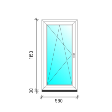  60×120 Bukó-nyíló műanyag ablak nyílászáró