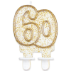 60 ÉVSZÁMOS GLITTERES GYERTYA TORTÁRA