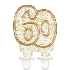 60 ÉVSZÁMOS GLITTERES GYERTYA TORTÁRA gyertya