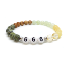 666 - Visszatekintés - Angyalszámos - citrin, kalcit, jade, tájképjáspis, szerpentin - ásvány karkötő karkötő