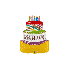 69 cm-es Happy Birthday torta fólia lufi party kellék