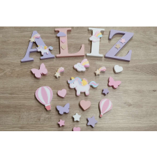  6 betűs Unikornis díszítésű dekorbetű szett, választható névvel, színnel gyerekszoba dekoráció