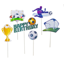 6 darabos papír tortadekoráció - Happy Birthday felirattal - Foci sütés és főzés