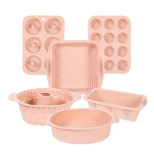  6 darabos szilikon sütőforma készlet – Rózsaszín CG08919-2 edény