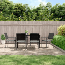  6 db fekete polyrattan kerti szék párnával 54x62,5x89 cm kerti bútor