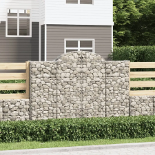  6 db íves horganyzott vas gabion kosár 200x50x140/160 cm kerti tárolás