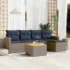  6 db szürke polyrattan kerti kanapégarnitúra párnákkal