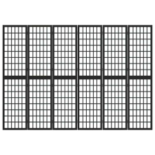 6 paneles fekete japán stílusú összecsukható paraván 240x170 cm bútor