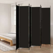 6 paneles fekete szövet térelválasztó 300x220 cm bútor