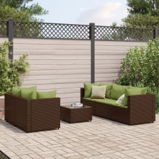  6 részes barna polyrattan kerti ülőgarnitúra párnákkal kerti bútor