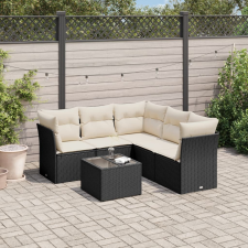 6 részes fekete polyrattan kerti ülőgarnitúra párnákkal kerti bútor